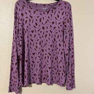 Nine West L Mauve w/ Burgundy Pattern Long Sleeve Shirt